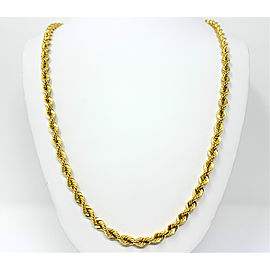 14K Yellow Gold Hollow Rope Chain Necklace