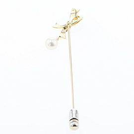 MIKIMOTO 18K Yellow Gold Ribbon Brooch LXGBKT-1190