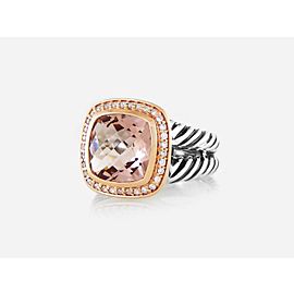 David Yurman Silver & 18k Rose Gold Morganite 11mm Albion Ring