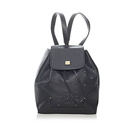 MCM Visetos Leather Drawstring Backpack