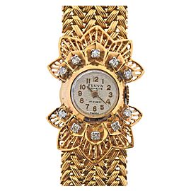 Fluva France 1940s Retro Diamond Gold Wristwatch