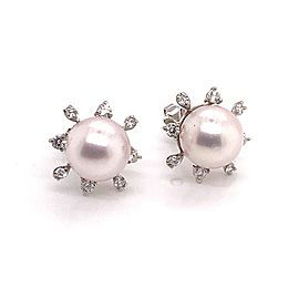 Diamond Akoya Pearl Earrings 14K White Gold 9.50 mm Certified $3,950