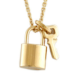 LOUIS VUITTON 18K yellow Gold Padlock Cadena key Pandantif Lockit Necklace CHAT-739