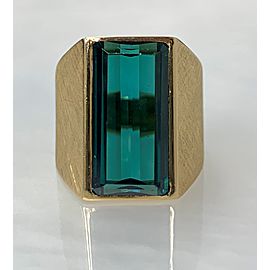 18K Yellow Gold Emerald Cut Green Tourmaline Ring