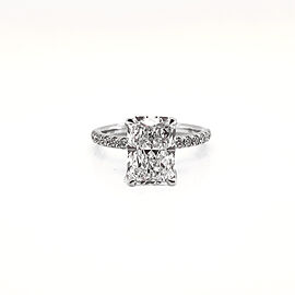 True 4 Carat Radiant Cut Lab Grown Diamond Engagement Ring. IGI Certified