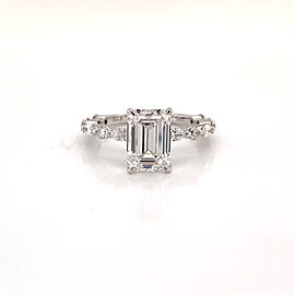 3 Carat Emerald Cut Lab Grown Diamond Engagement Ring IGI Certified