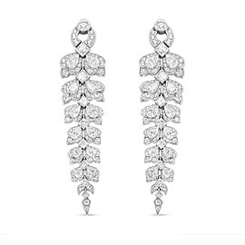 18K White Gold 10 1/4 Cttw Mixed Fancy Diamond Clusters Vintage Art Deco Cascade Dangle Drop Earrings (VS1-VS2 Clarity, G-H Color)