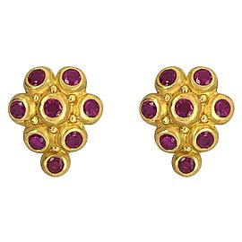 Roberge 22 Karat Yellow Gold and Ruby Ear Clips