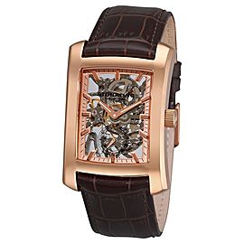 Stuhrling Gatsby Skeleton 144C2.3345K14 Stainless Steel & Leather 33mm x 39mm Watch