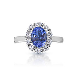 Stevie Carat Oval Cut Tanzanite Ring in 14 Karat White Gold