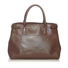 Ferragamo Gancini Leather Tote Bag