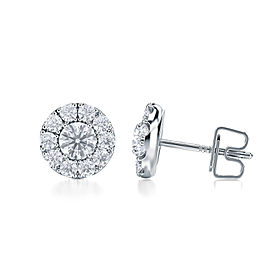 1.50 Ct Round Shape Lab-Grown Diamond Halo Earrings set in 14K White Gold