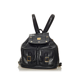 MCM Studded Leather Drawstring Backpack