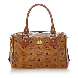 MCM Visetos Leather Satchel