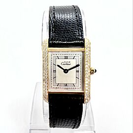 CARTIER TANK GP Silver Diamond Watch