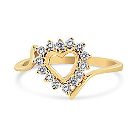 10K Yellow Gold Plated .925 Sterling Silver 1/4 Cttw Diamond Open Heart Promise Ring - Size 7