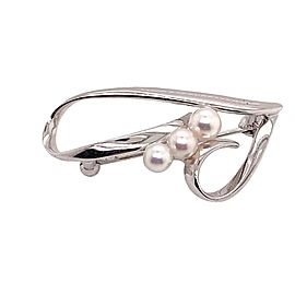 Mikimoto Estate Pin Brooch Sterling Silver 3.14 Gr 4.55 mm M153