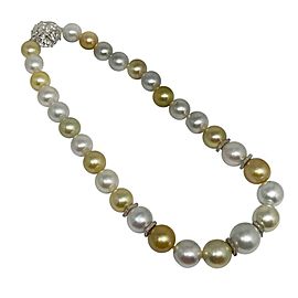 Diamond South Sea Pearl Necklace 18k Gold 16.5 mm 17" Certified $24,950 914645