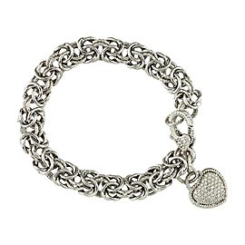 Judith Ripka 925 Sterling Silver with Cubic Zirconia Byzantine Bracelet