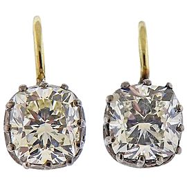 Antique 2.02 Carat Old Mine Diamond Gold Earrings