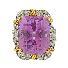 Verdura Kunzite Gold Diamond Cocktail Ring