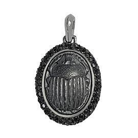 David Yurman Sterling Silver Black Diamond Beetle Scarab Pendant