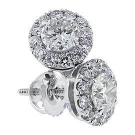 18k White Gold Diamond Halo Stud Earrings