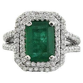 2.50 Carat Emerald 14K White Gold Diamond Ring