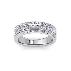 GLAM ® Three-row ring in 18K gold with white diamonds of 0.93 ct in weight