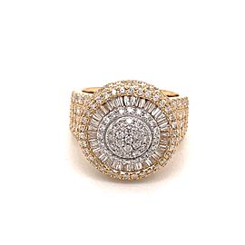 14K Yellow Gold Baguette Diamond Dome Hiphop Ring