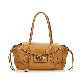 Prada Sound Lock Leather Handbag