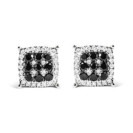 Men's 10K Yellow Gold 7/8 Cttw White and Black Treated Diamond Earring (Black / I-J Color, I2-I3 Clarity)