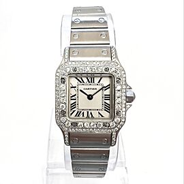 CARTIER Santos Galbee Quartz 24mm Steel 1.06TCW DIAMOND Watch