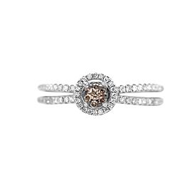 18k White Gold Brown and White Diamond Halo Ring