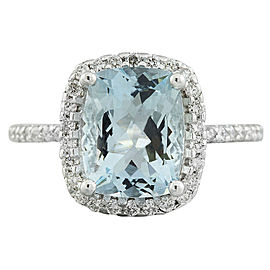 4.30 Carat Aquamarine 14K White Gold Diamond Ring