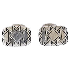 David Yurman Sterling Silver Geometric Pattern Cufflinks