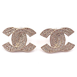 Chanel Sterling Silver Double CC Crystal Piercing Earrings