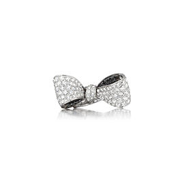 Bow White & Black Diamond Ring