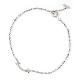 Tiffany & Co 18K white Gold T Smile Mini Micro Bracelet