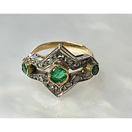 14K Yellow Gold Round Cut Emerald Ring