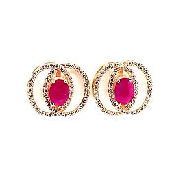 Diamond Ruby Stud Earrings 14k Yellow Gold 2.90 mm Certified $5,950 018661