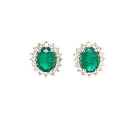 Natural Emerald Diamond Earrings 14k Gold 5.03 TCW Certified $6,550 113437