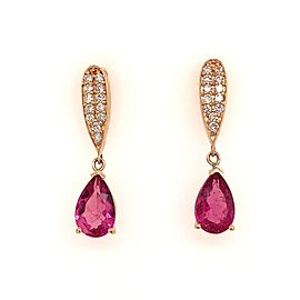 Natural Rubellite Diamond Earrings 14k Gold 1.60 TCW Certified $3,090 018673