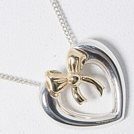 TIFFANY & Co 925 Silver/18K Gold Heart ribbon Necklace