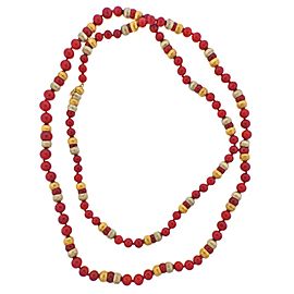 Buccellati Coral Gold Bead Long Necklace