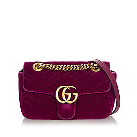 Mini GG Marmont Matelasse Velvet Crossbody Bag