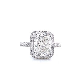 True 3 Carat Cushion Cut Lab Grown Diamond Engagement Ring IGI Certified Halo