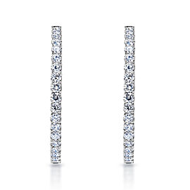 True 12 Carat Round Brilliant Diamond Hoop Earrings in 14k White Gold