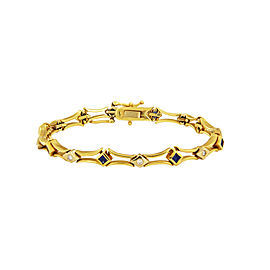 ELEGANT 14K YELLOW GOLD BRACELET WITH DIAMOND AND SAPPHIRE