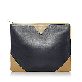 Celine Bicolor Coeur Leather Clutch Bag